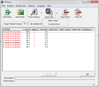 Screenshot of the application MP3Gain - #3
