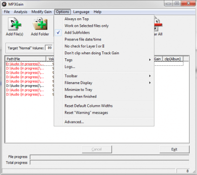 Screenshot of the application MP3Gain - #4