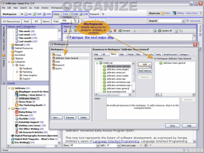 Screenshot of the application Omea Reader - #4