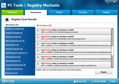 Screenshot of the application Registry Mechanic - #2