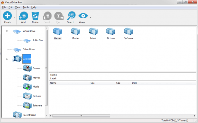 Screenshot of the application VirtualDrive Pro - #1