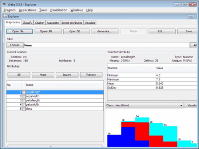 Screenshot of the application Weka - #1