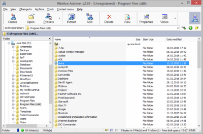 Screenshot of the application WinAce - #3
