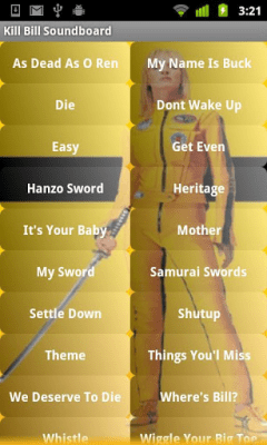 Screenshot of the application Kill Bill Soundboard - #1