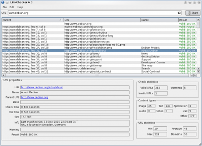 Screenshot of the application LinkChecker - #1