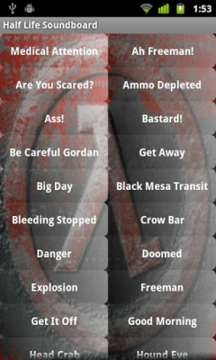 Screenshot of the application Half Life Soundboard - #1
