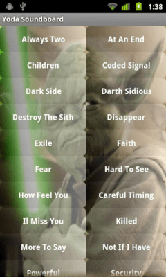 Screenshot of the application Yoda Soundboard - #1