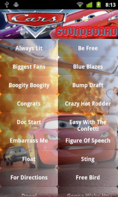 Screenshot of the application Cars Soundboard - #1