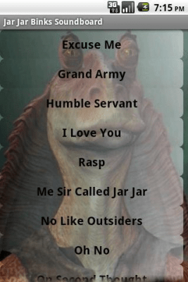 Screenshot of the application Jar Jar Binks Soundboard - #1