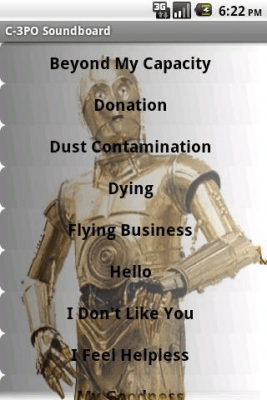 Screenshot of the application C-3PO Soundboard - #1