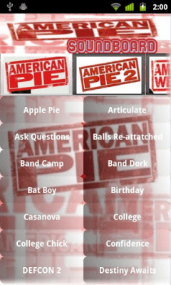 Screenshot of the application American Pie Soundboard - #1