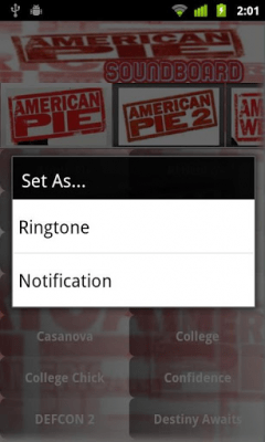 Screenshot of the application American Pie Soundboard - #2