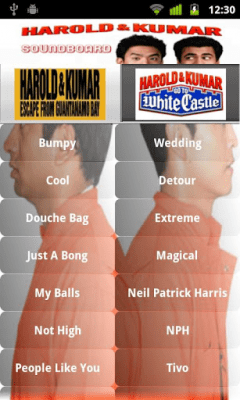 Screenshot of the application Harold And Kumar Soundboard - #1