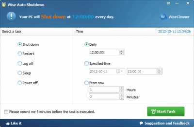 Screenshot of the application Wise Auto Shutdown - #1