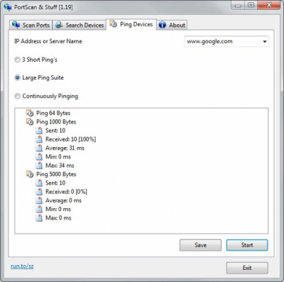 Screenshot of the application PortScan - #3