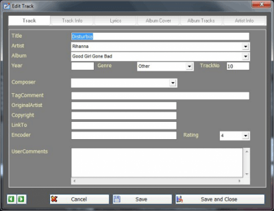 Screenshot of the application AllMySongs Database - #2