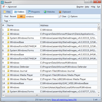 Screenshot of the application RecentX - #3