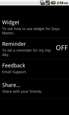 Screenshot of the application Day Matters Widget - #1