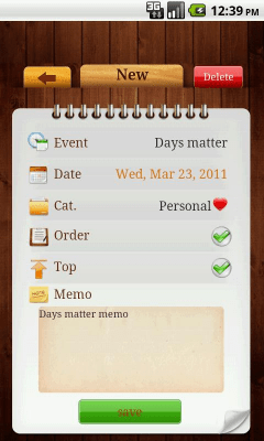Screenshot of the application Day Matters Widget - #2
