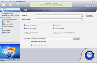 Screenshot of the application WinX DVD Copy Pro - #1