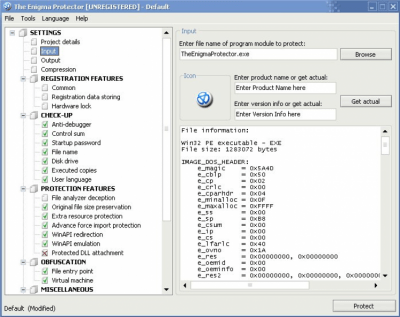 Screenshot of the application The Enigma Protector - #1