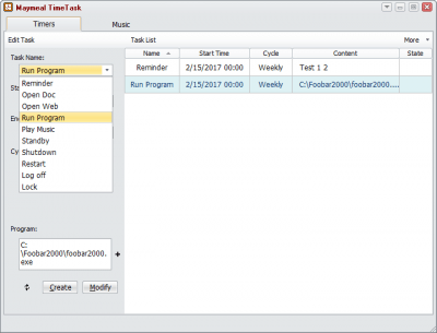 Screenshot of the application TimeTask - #3