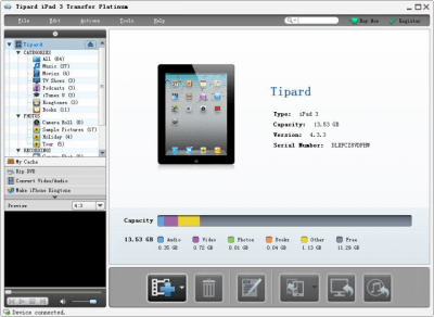 Screenshot of the application Tipard iPad 3 Transfer Standard - #1