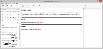 Screenshot of the application RedNotebook - #1