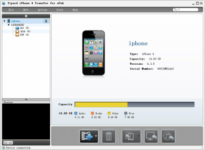 Screenshot of the application Tipard iPhone 4 Transfer for ePub - #1