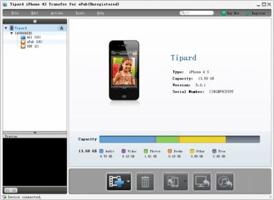 Screenshot of the application Tipard iPhone 4S Transfer for ePub - #1