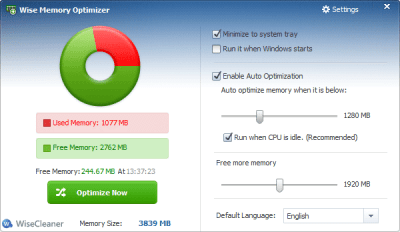 Screenshot of the application Wise Memory Optimizer - #1