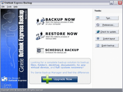 Screenshot of the application Outlook Express Backup Version - #1