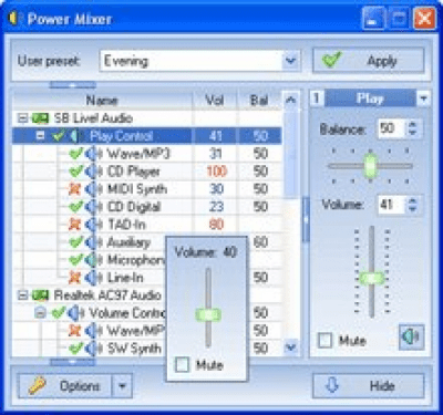 Screenshot of the application Power Mixer - #1