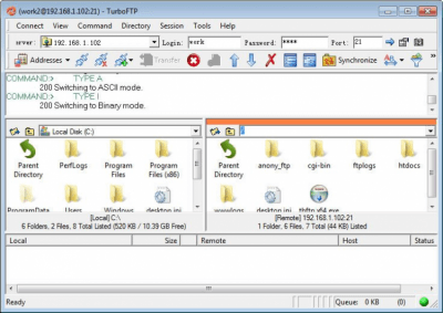 Screenshot of the application TurboFTP - #1