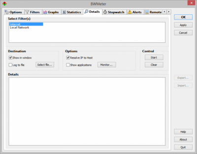 Screenshot of the application BWMeter - #5
