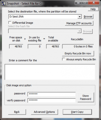 Screenshot of the application Drive SnapShot - #3