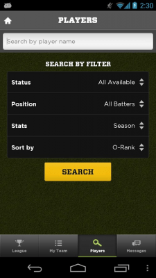 Screenshot of the application Yahoo! Fantasy Baseball - #2