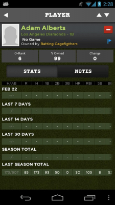 Screenshot of the application Yahoo! Fantasy Baseball - #3