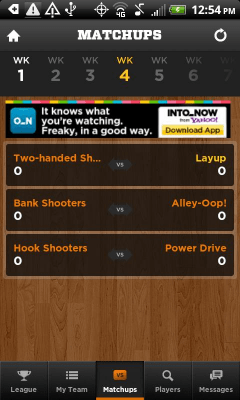 Screenshot of the application Yahoo! Fantasy Basketball 2012 - #4