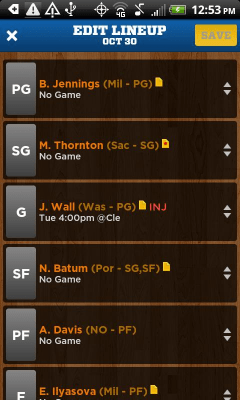 Screenshot of the application Yahoo! Fantasy Basketball 2012 - #5