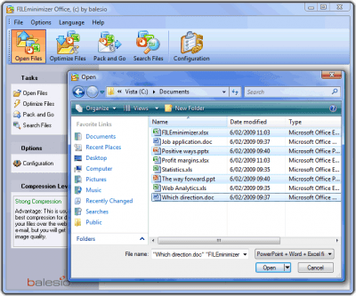 Screenshot of the application FileMinimizer Office - #2