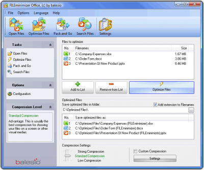 Screenshot of the application FileMinimizer Office - #3