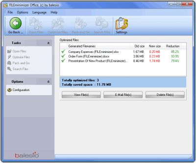 Screenshot of the application FileMinimizer Office - #4