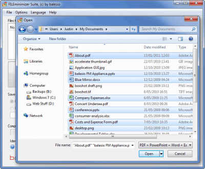 Screenshot of the application FILEminimizer Suite - #4