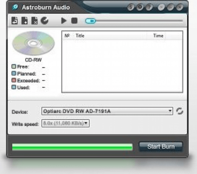 Screenshot of the application Astroburn Audio - #1