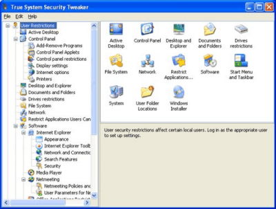 Screenshot of the application True System Security Tweaker - #1