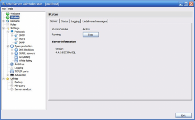 Screenshot of the application hMailServer - #1