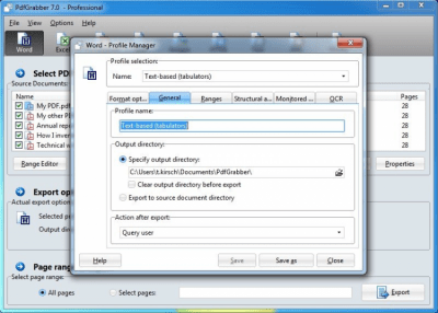Screenshot of the application PdfGrabber - #3