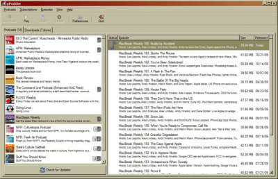 Screenshot of the application gPodder - #1