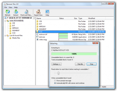 Screenshot of the application Recover Disc - #1